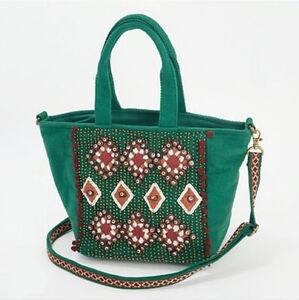 America & Beyond Green Beaded Mini Tote Bag